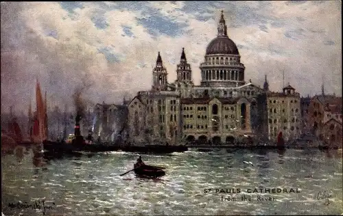 Künstler Ak Breanski, London City England, St. Pauls Cathedral from the River, Tuck 3584