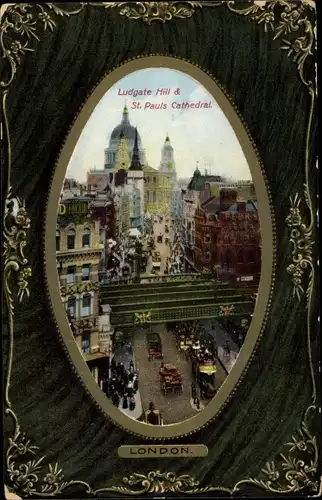 Passepartout Ak London City England, Ludgate Hill and St. Pauls Cathedral, Tuck 5784