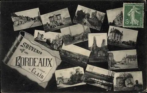 Ak Bordeaux Gironde, Souvenir, Ortspartien