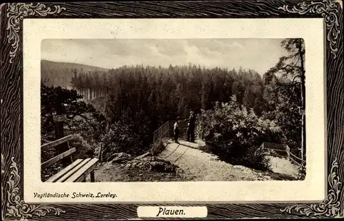 Präge Passepartout Ak Plauen im Vogtland, Loreley