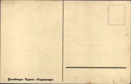 Künstler Ak Bombach, Hamburger Typen, Segelmacher, Mann mit Pfeife