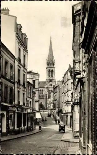 Ak Saint Cloud Hauts de Seine, La Rue d'Orleans et l'Eglise