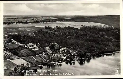 Ak Bollersdorf Oberbarnim Märkisch Oderland, Fliegeraufnahme Hotel Weiße Taube