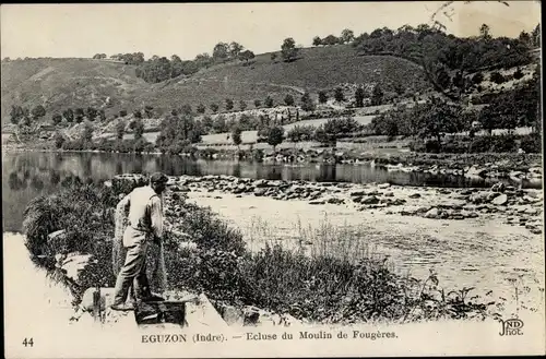 Ak Eguzon Indre, Ecluse du Moulin de Fougères