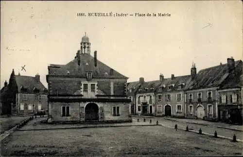 Ak Ecueillé Indre, Place de la Mairie