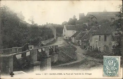 Ak Gargilesse Indre, le Pont et l'Entrée du Village