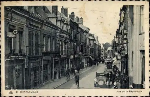 Ak Charleville Mézières Ardennes, Rue de la Republique