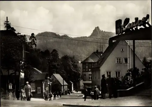 Ak Oybin in der Oberlausitz, Straßenpartie, Scharfenstein