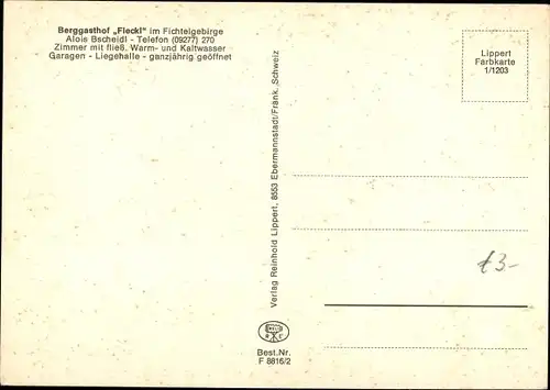 Ak Warmensteinach Oberfranken Bayern, Berggasthof Fleckl