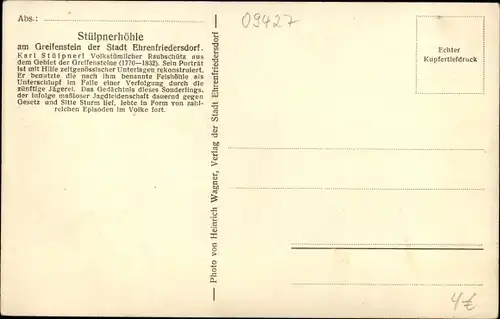 Ak Ehrenfriedersdorf im Erzgebirge, Stülpner Höhle