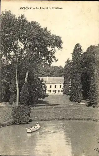 Ak Antony Hauts-de-Seine, Le Lac et le Chateau