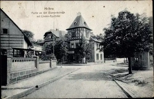 Ak Helbra in Sachsen Anhalt, Bismarckstraße Lindenapotheke