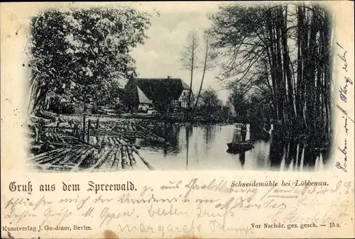 Ak Lübbenau im Spreewald, Schneidemühle