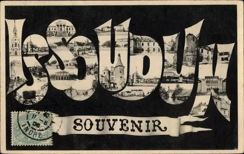 Buchstaben Ak Issoudun Indre, Ortsansichten, Kirche, Schloss, Kaserne