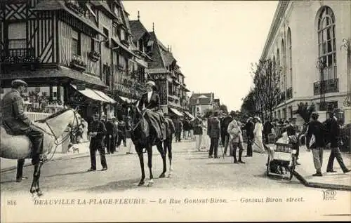 Ak Deauville Calvados, La Plage Fleurie, La Rue Gontaut Biron