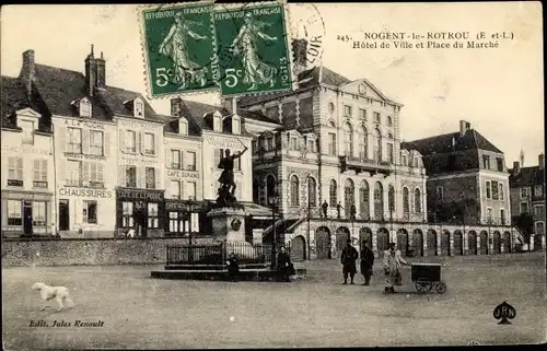 Ak Nogent le Rotrou Eure et Loir, Hotel de Ville, Place du Marche