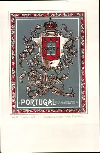 Wappen Litho Portugal, Königreich, Krone