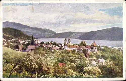 Künstler Ak Millstatt am See in Kärnten, Gesamtansicht