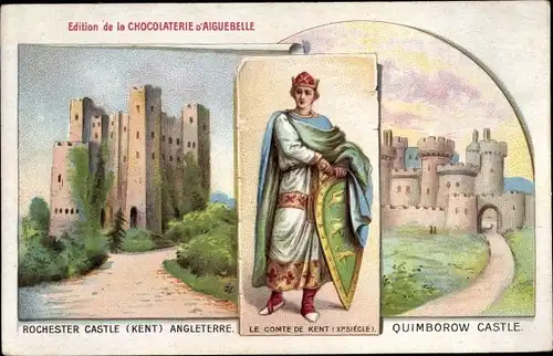Litho  Rochester South East England, Rochester Castle, Quimborow Castle, Le Comte de Kent