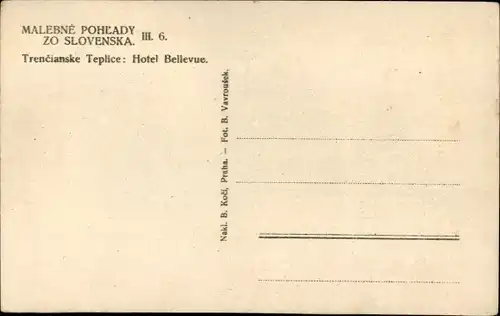 Ak Trenčianske Teplice Trentschin Teplitz Slowakei, Hotel Bellevue