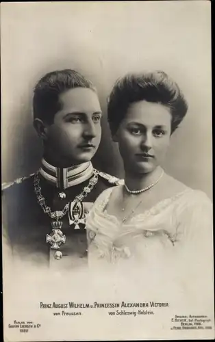 Ak August Wilhelm Prinz von Preußen, Alexandra Viktoria von Schleswig-Holstein-Sonderburg-Glücksburg