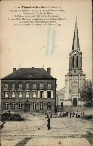 Ak Thin le Moutier Ardennes, Mairie, Eglise