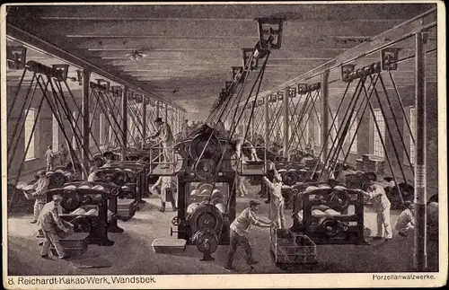 Ak Hamburg Wandsbek, Reichardt Kakao Werk, Porzellanwalzwerke, Arbeiter