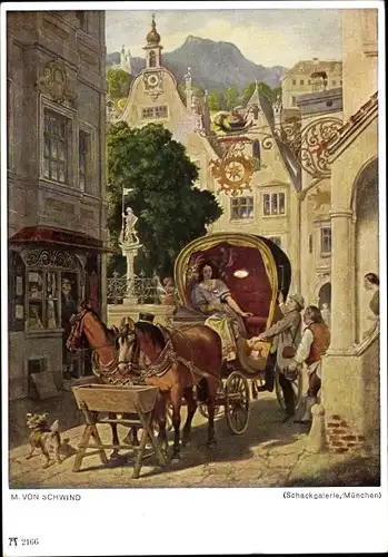 Künstler Ak Schwind, Moritz von, Die Hochzeitsreise, Kutsche