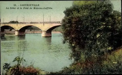 Ak Sartrouville Yvelines, La Seine et le Pont de Maisons Laffitte