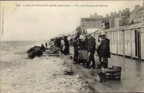 Ak Langrune sur Mer Calvados, Un jour de grande Maree