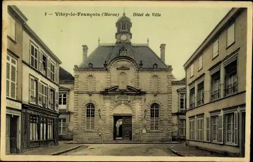 Ak Vitry le François Marne, Hotel de Ville
