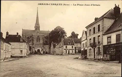 Ak Orbais l'Abbaye Marne, La Place Jean d'Orbais