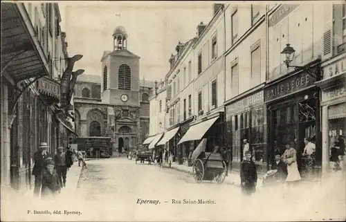 Ak Epernay Marne, Rue Saint Martin