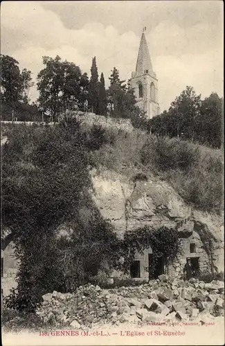 Ak Gennes Maine et Loire, L'Eglise et Saint Eusebe