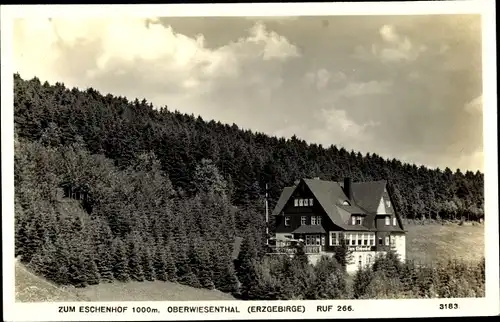 Ak Oberwiesenthal im Erzgebirge, Blick auf den Eschenhof, Wald