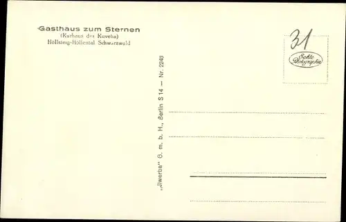Ak Höllsteig Ravenna Brücke Schwarzwald, Gasthof zum Sternen