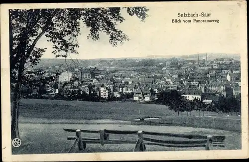 Ak Sulzbach Saarland, Gesamtansicht vom Panoramaweg aus gesehen