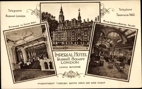 Ak London City England, Imperial Hotel, Russell Square, Entrance to Dining Room