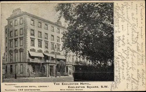 Ak London City England, The Eccleston Hotel, Eccleston Square, Außenansicht