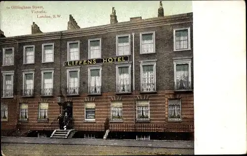 Ak London City England, Gillingham Street, Victoria, Liffens Hotel