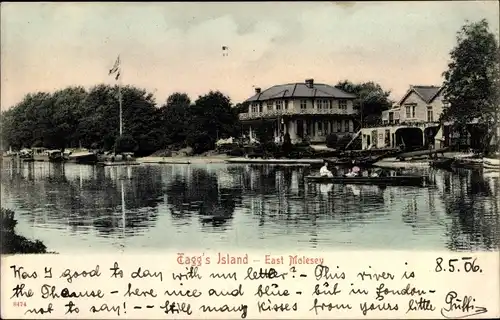 Ak East Molesey South East England, Tagg's Island