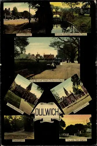Ak Dulwich London England, The Old College, Dulwich Park, The Broad Walk