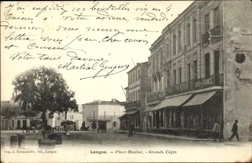 Ak Langon Gironde, Place Maubee, Grands Cajes