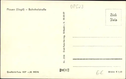 Ak Plauen im Vogtland, Bahnhofstraße