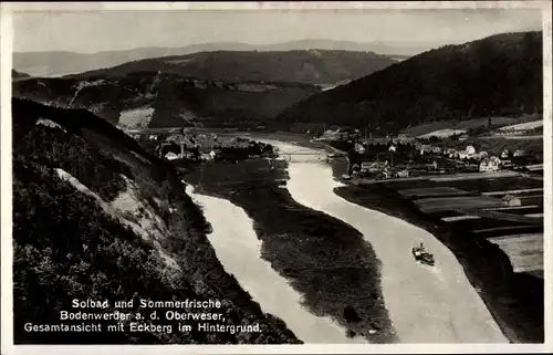 Ak Bodenwerder an der Weser, Gesamtansicht mit Eckberg im Hintergrund