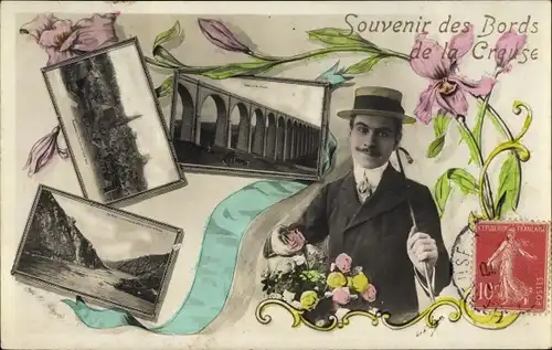 Ak Indre, Viadukt, Flusspartie, Gesamtansicht