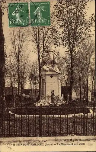 Ak Neuvy Pailloux Indre, Le Monument aux Morts