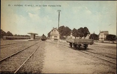 Ak Auneau Eure-et-Loir, La Gare, Chemin de Fer