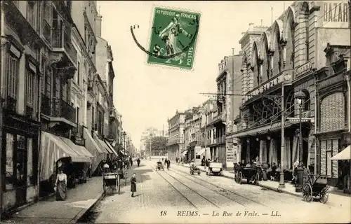 Ak Reims Marne, La Rue de Vesle