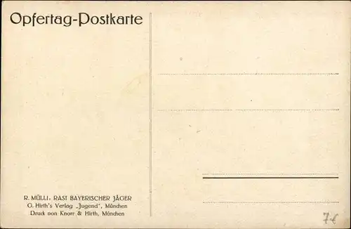 Künstler Ak Mülli, R., Rast Bayerischer Jäger